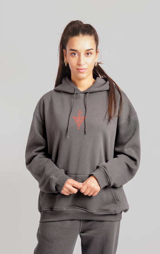 Khlala Hoodie Charcoal & Red Women