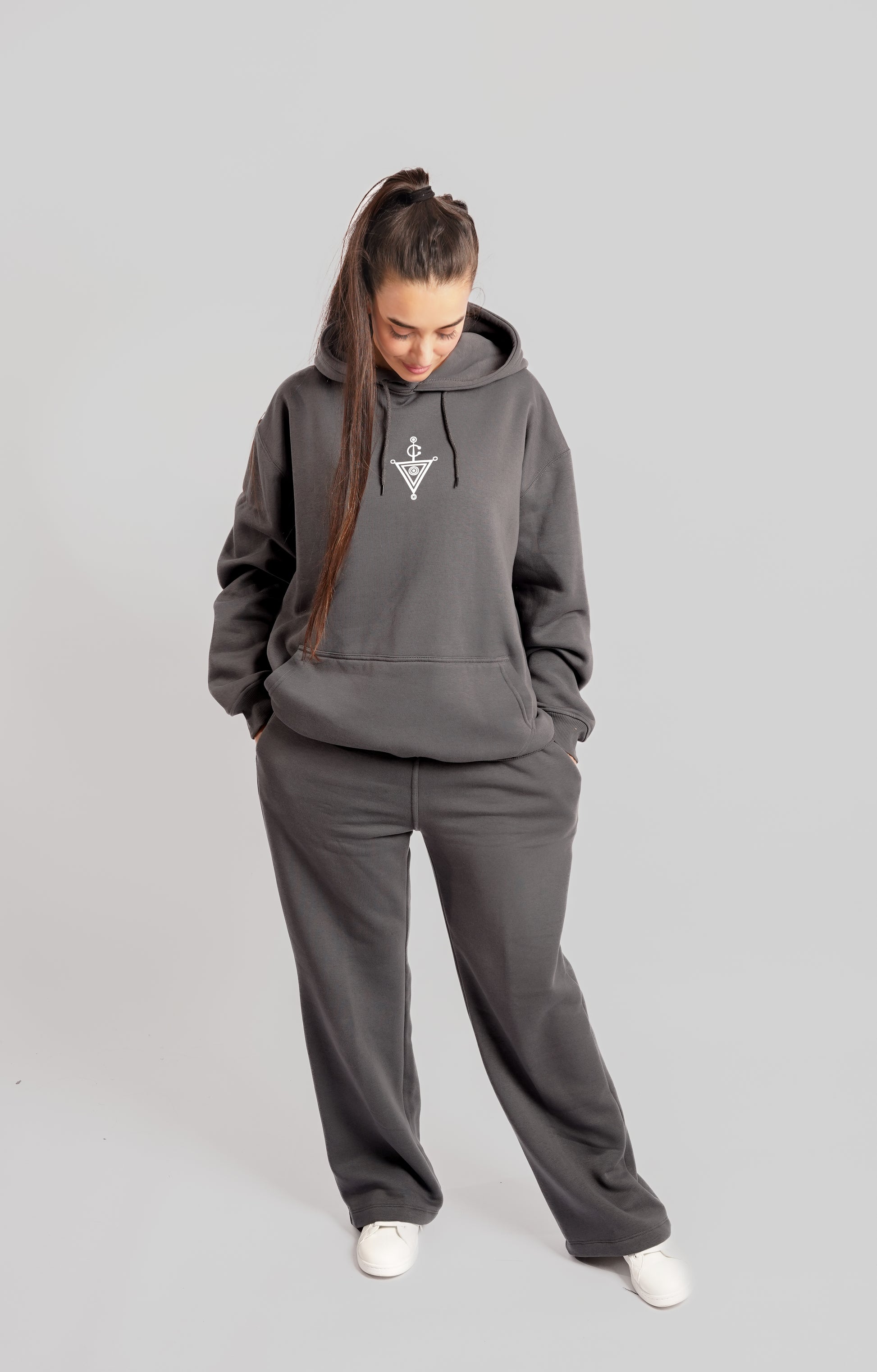 Khlala Hoodie Charcoal & White Women