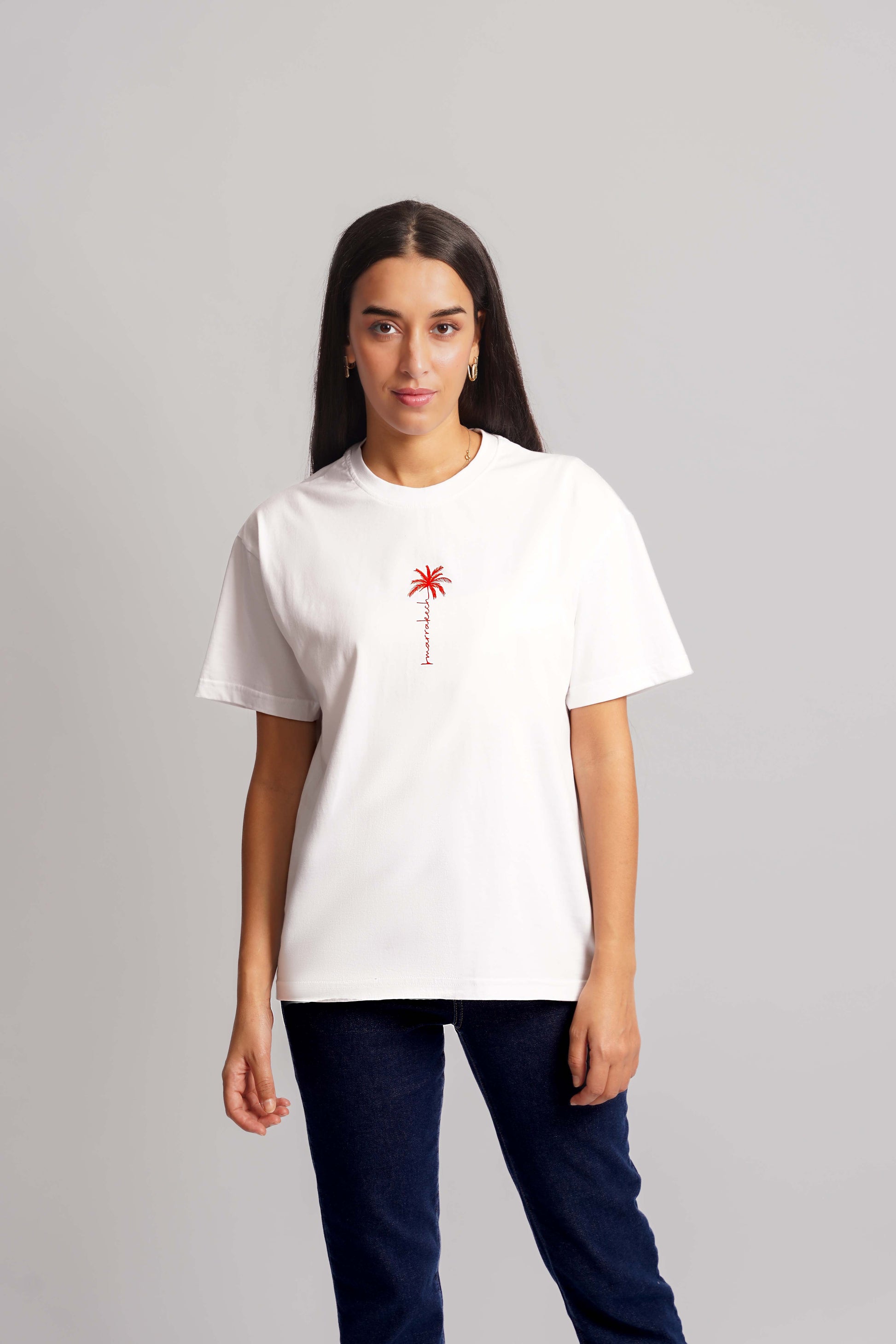 Marrakech Palm T-Shirt Red print Women
