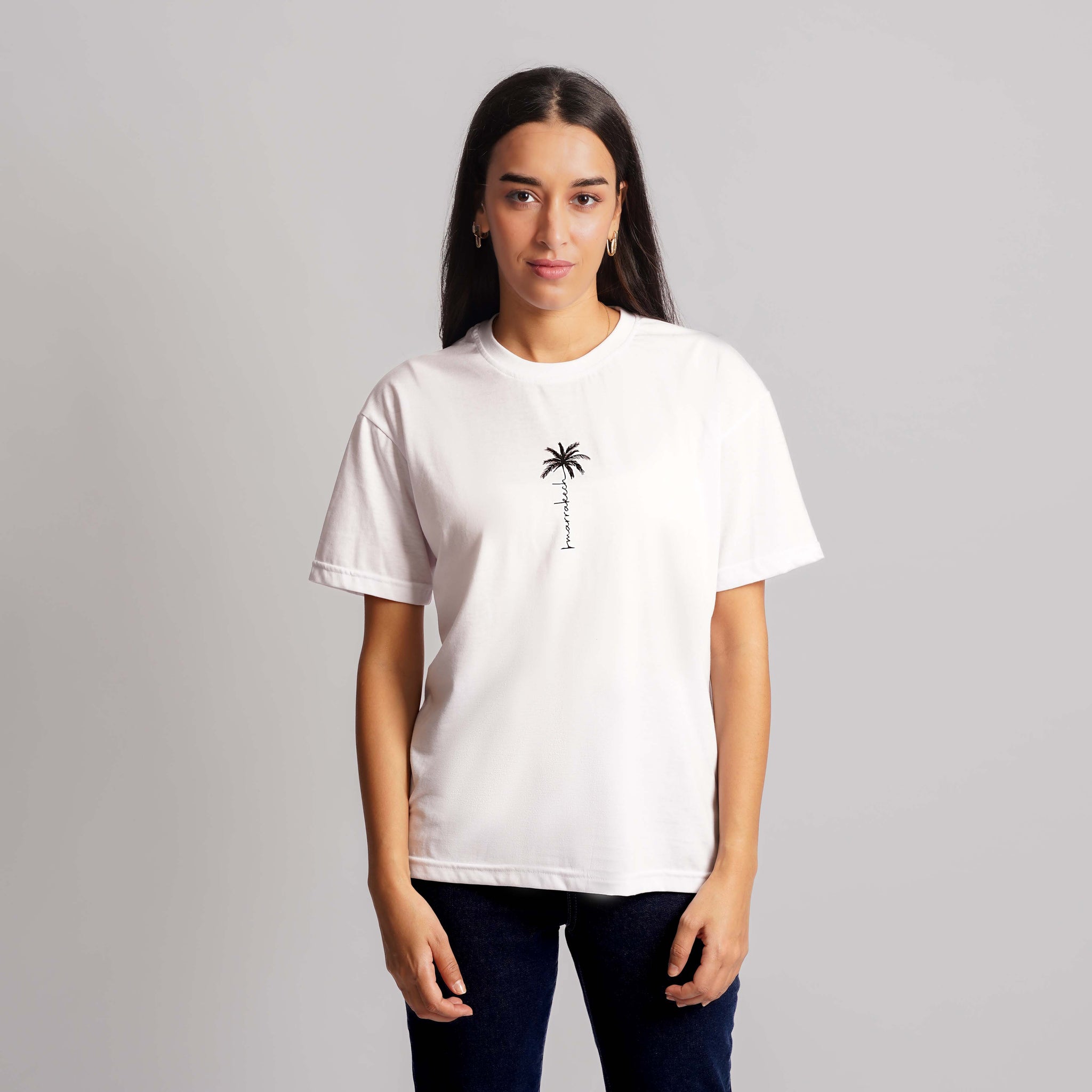 Marrakech Palm T-Shirt Black print Women