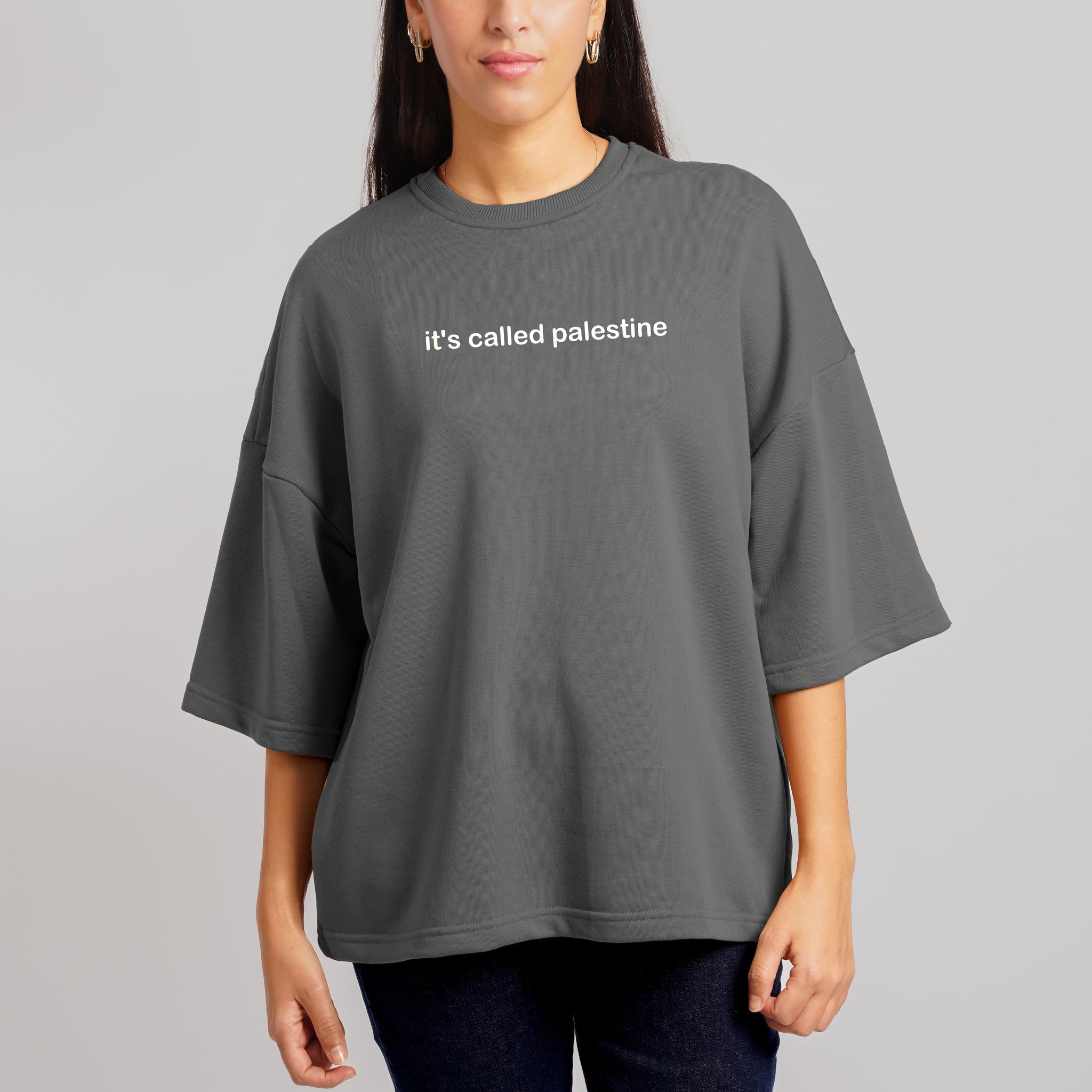 it's called palestine T-Shirt Oversize Charcoal (Women)