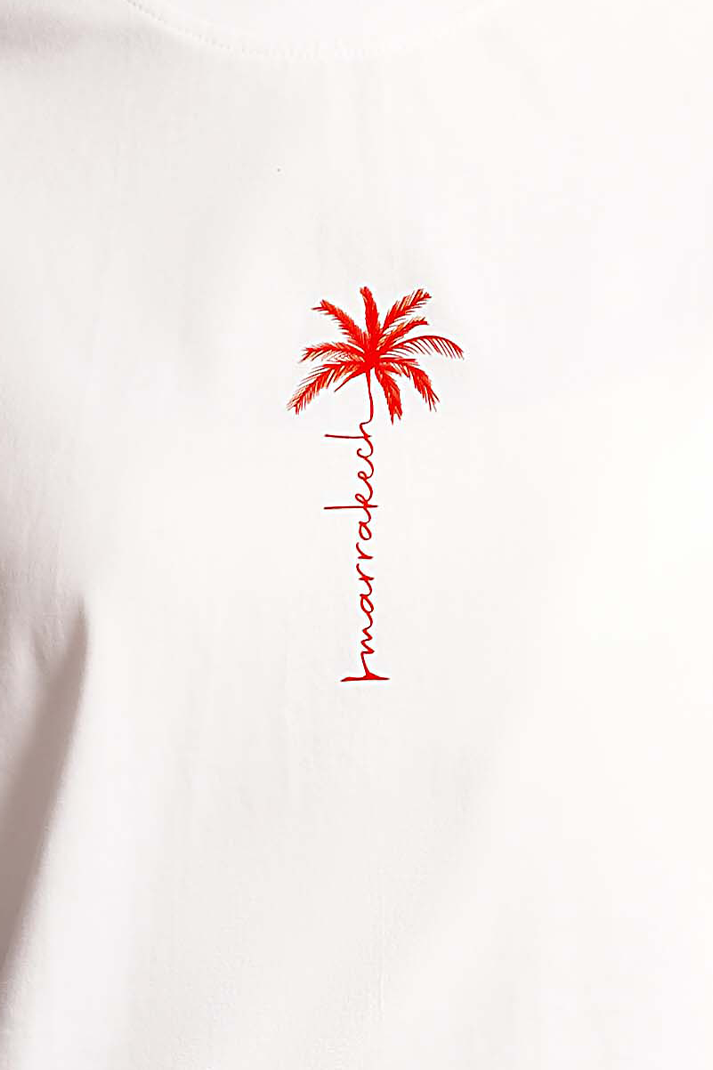Marrakech Palm T-Shirt Red print Women